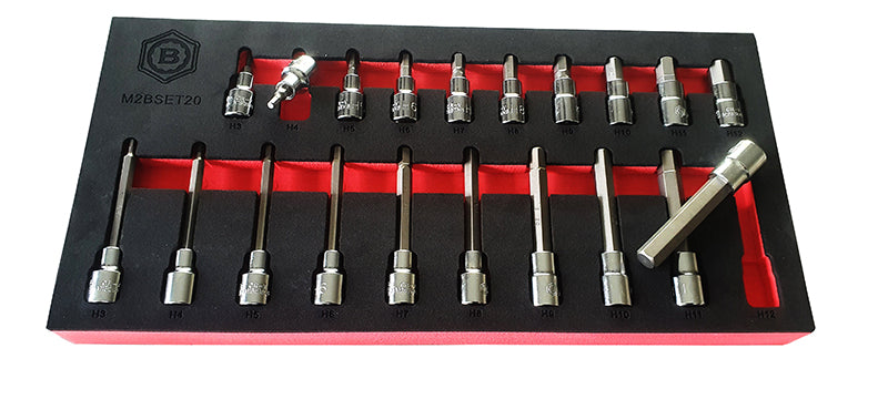 20Pc 3/8" Standard & Long Hex/Allen Key Bit Socket Set - Britool Hallmark - image 7