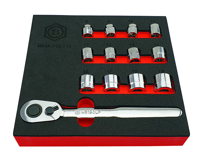 13Pc Low Profile / Restricted Access Socket & Ratchet Set From Britool Hallmark - image 3