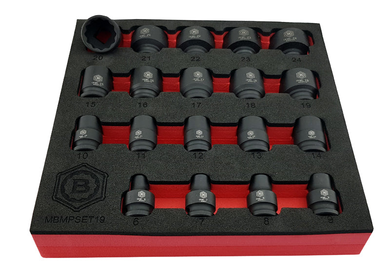 19Pc 3/8" Drive Impact Socket Set, Bi-Hex / 12-Point - Britool Hallmark - image 2