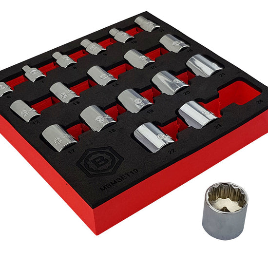 19Pc 3/8" Drive 12-Point Socket Set 6-24mm From Britool Hallmark - image 2