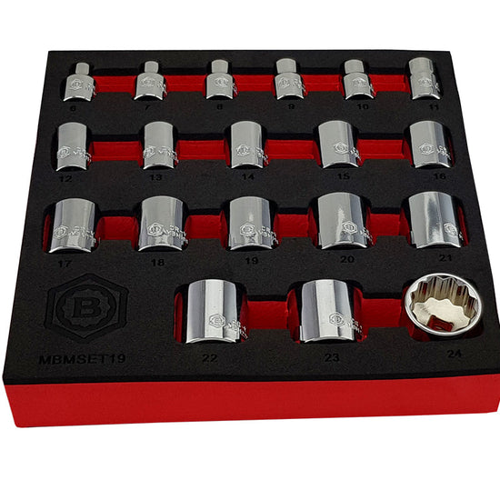 19Pc 3/8" Drive 12-Point Socket Set 6-24mm From Britool Hallmark - image 4