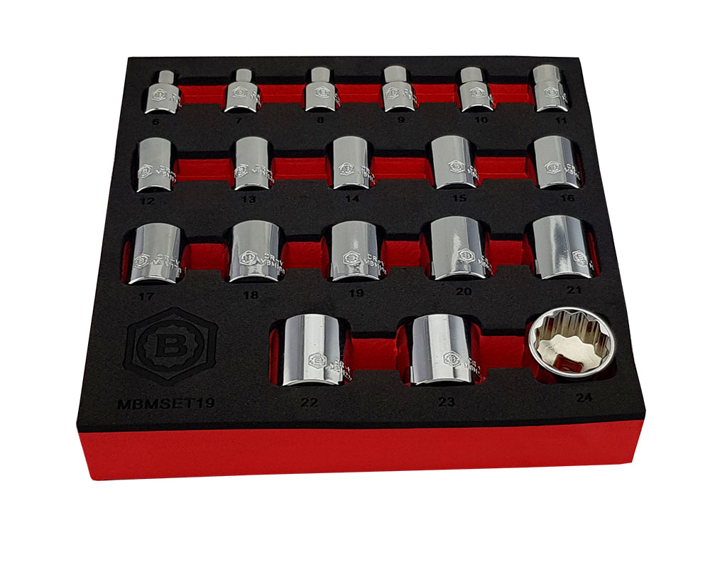 19Pc 3/8" Drive 12-Point Socket Set 6-24mm From Britool Hallmark - image 4