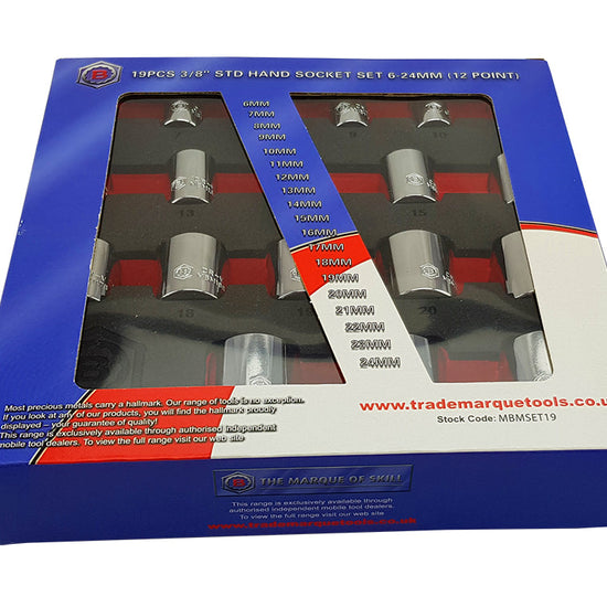 19Pc 3/8" Drive 12-Point Socket Set 6-24mm From Britool Hallmark - image 3
