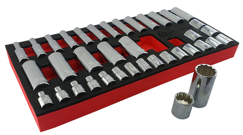 38Pc 3/8" Dr. Standard & Deep Socket Set (12 Point) 6-24mm From Britool Hallmark - image 6