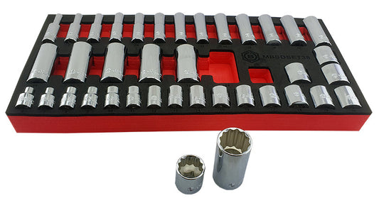 38Pc 3/8" Dr. Standard & Deep Socket Set (12 Point) 6-24mm From Britool Hallmark - image 2