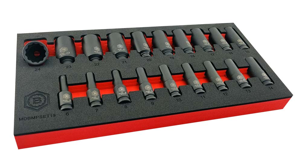 19Pc 3/8" Dr. Deep Bi-Hex/12-Point Impact Socket Set - Britool Hallmark - image 5