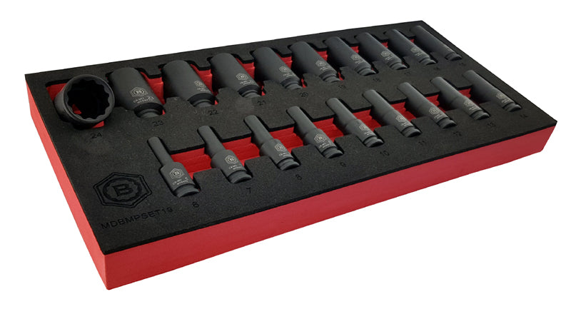 19Pc 3/8" Dr. Deep Bi-Hex/12-Point Impact Socket Set - Britool Hallmark - image 2