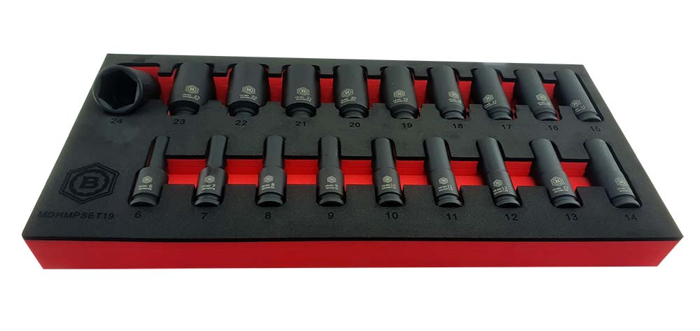 19PC 3/8" Drive Deep Hex 6-Point Impact Socket Set - Britool Hallmark - image 2
