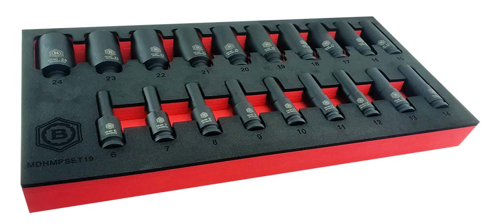 19PC 3/8" Drive Deep Hex 6-Point Impact Socket Set - Britool Hallmark - image 4