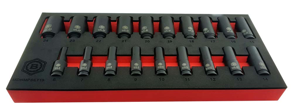 19PC 3/8" Drive Deep Hex 6-Point Impact Socket Set - Britool Hallmark - image 5