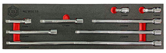 8Pc Wobble Extension Bar Set, 3/8" Drive -  Britool Hallmark - image 3