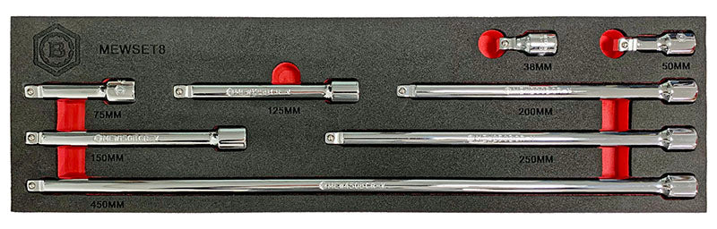 8Pc Wobble Extension Bar Set, 3/8" Drive -  Britool Hallmark - image 3