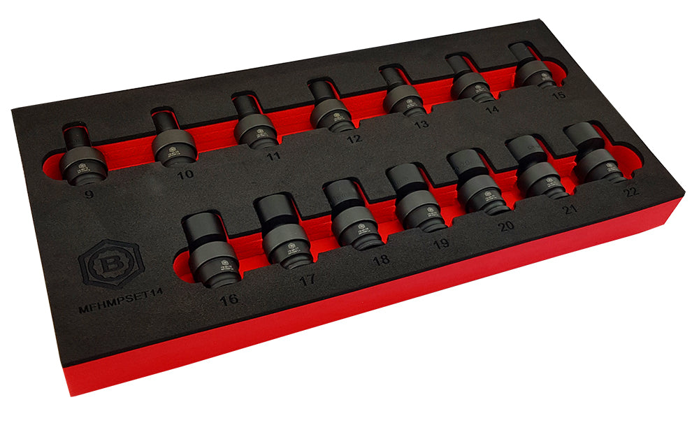 3/8" Dr Flexi Swivel Joint Impact Socket Set 9-22mm - Britool Hallmark - image 4