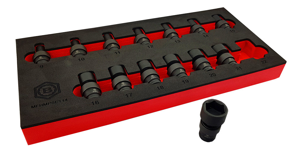 3/8" Dr Flexi Swivel Joint Impact Socket Set 9-22mm - Britool Hallmark - image 3