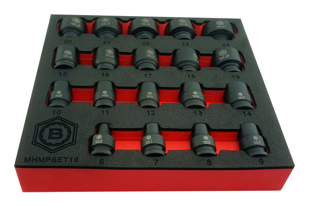 19Pc 3/8" Dr. Impact Socket Set, Hex/6-Point Profile - Britool Hallmark - image 4
