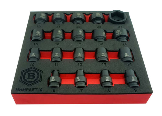 19Pc 3/8" Dr. Impact Socket Set, Hex/6-Point Profile - Britool Hallmark - image 2