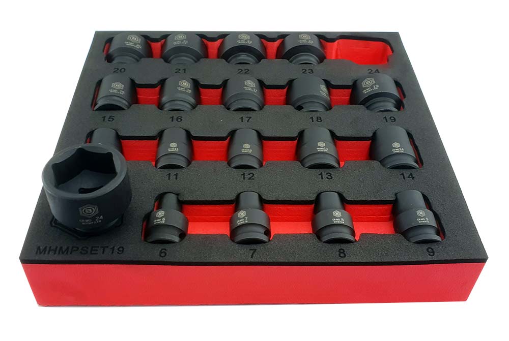 19Pc 3/8" Dr. Impact Socket Set, Hex/6-Point Profile - Britool Hallmark - image 5