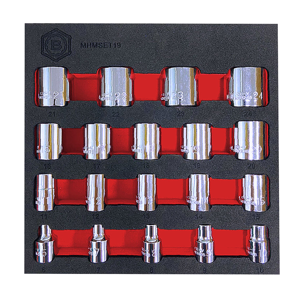 3/8" Drive Socket Set (6-Point), Sizes 8 To 24mm From Britool Hallmark - image 2