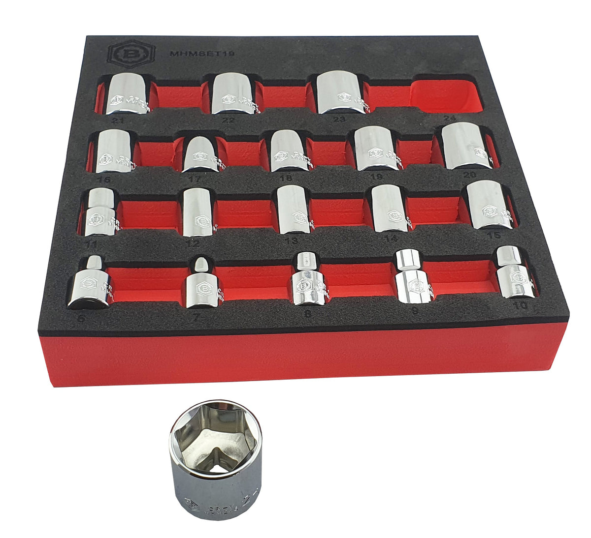 3/8" Drive Socket Set (6-Point), Sizes 8 To 24mm From Britool Hallmark - image 4