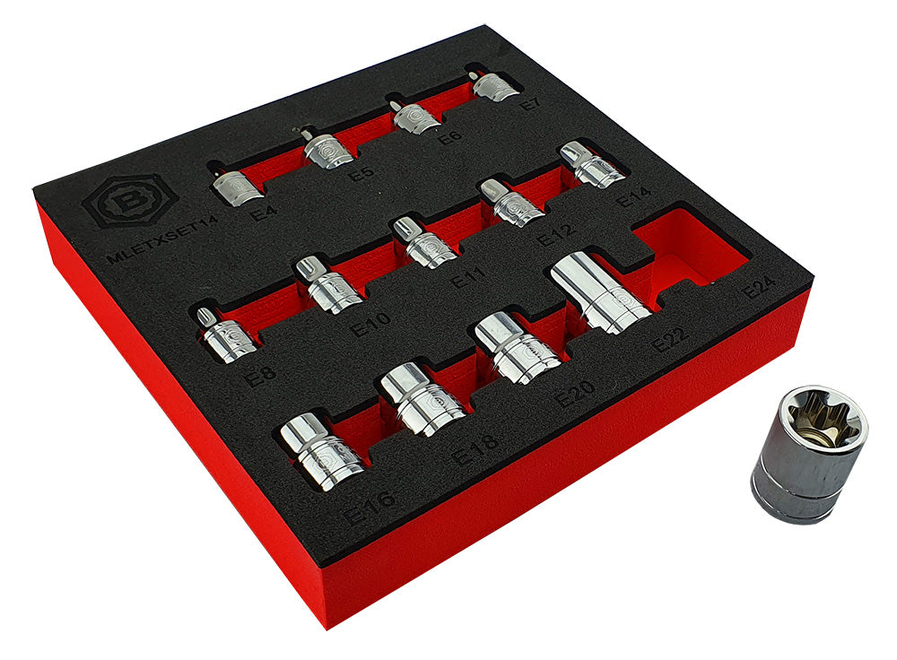 14Pc E-Torx/Star Socket Set E4-E24 - 3/8" & 1/2" Drive -  Britool Hallmark - image 4