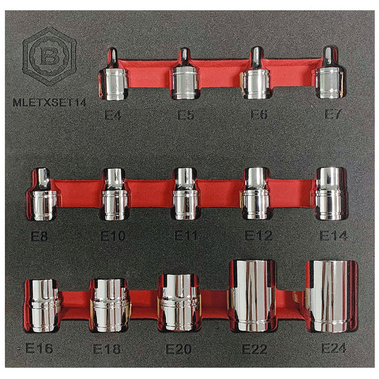 14Pc E-Torx/Star Socket Set E4-E24 - 3/8" & 1/2" Drive -  Britool Hallmark - image 2