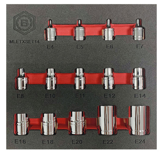 14Pc E-Torx/Star Socket Set E4-E24 - 3/8" & 1/2" Drive -  Britool Hallmark - image 2