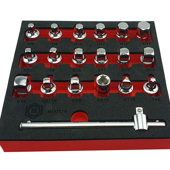 3/8" Drive 19Pc Oil Drain Plug Key Set - Britool Hallmark - image 3