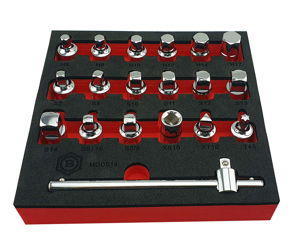 3/8" Drive 19Pc Oil Drain Plug Key Set - Britool Hallmark - image 3