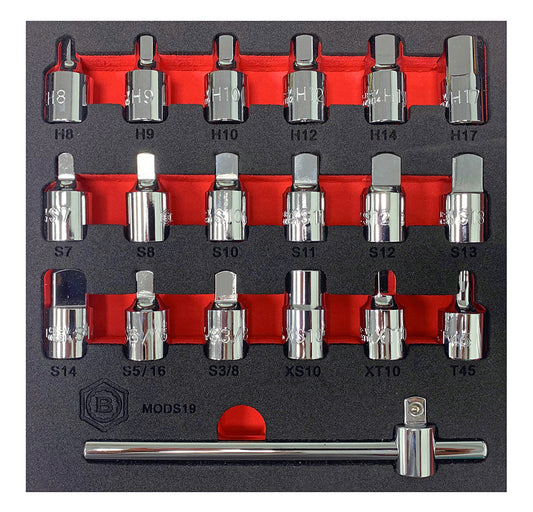 3/8" Drive 19Pc Oil Drain Plug Key Set - Britool Hallmark - image 2