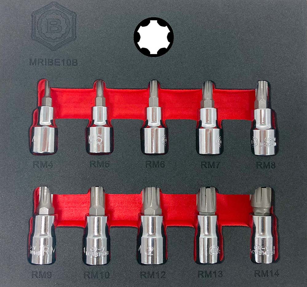Ribe Bit Socket Set 3/8" Drive M4-M14 From Britool Hallmark - image 2
