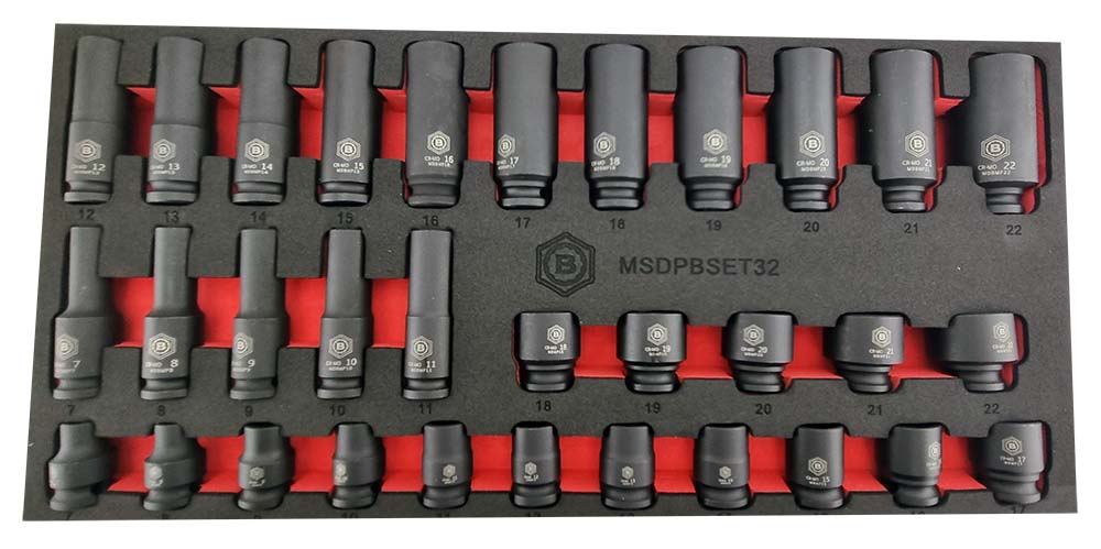 32Pc 3/8" Standard & Deep 12-Point Impact Socket Set By Britool Hallmark - image 3
