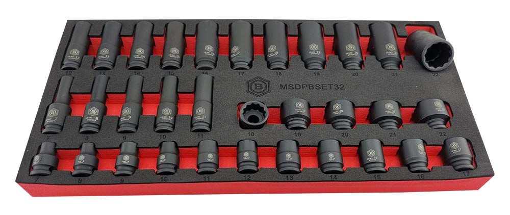 32Pc 3/8" Standard & Deep 12-Point Impact Socket Set By Britool Hallmark - image 5