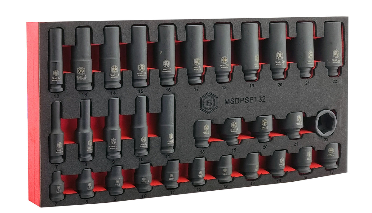 32Pc 3/8" Standard & Deep 6-Point Impact Socket Set By Britool Hallmark - image 7