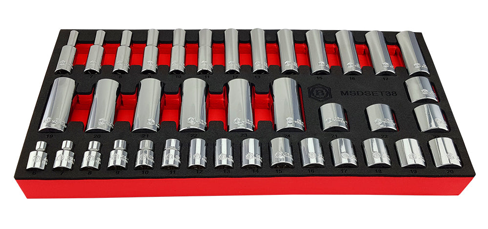 38Pc 3/8" Standard & Deep Socket Set (6 Point) 6-24mm From Britool Hallmark - image 3