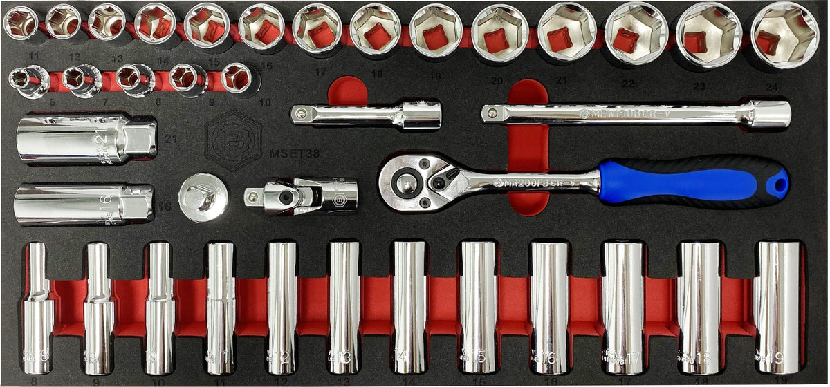38Pc 3/8" Drive Socket, Ratchet & Accessory Set - Britool Hallmark - image 6