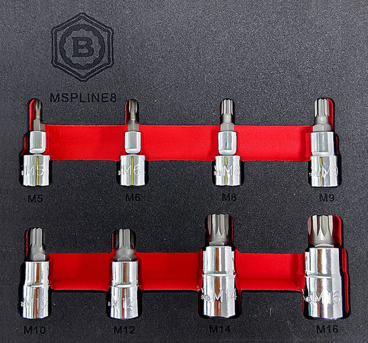 8Pc Spline / XZN Bit Socket Set, 3/8" & 1/2" Drive From Britool Hallmark - image 2