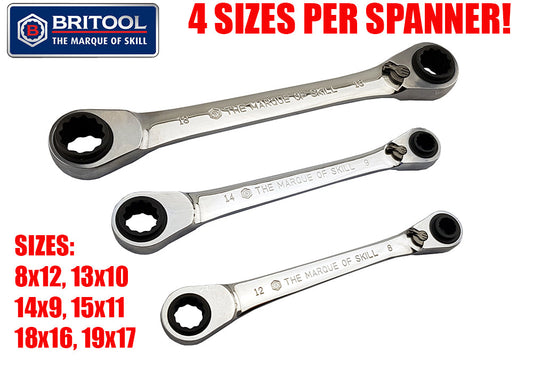 4 In 1 Ratchet Spanner / Wrench Set From Britool Hallmark