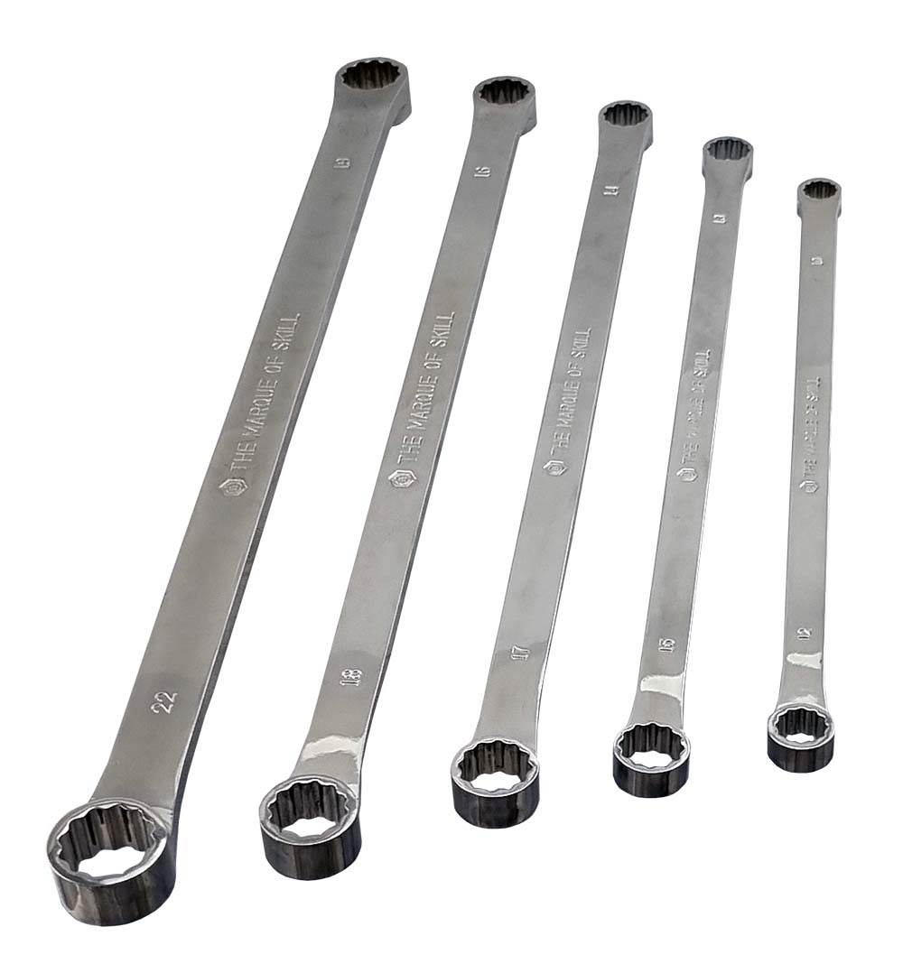 5Pc Extra-Long Flat Ring Spanner Set 10-22mm From Britool Hallmark - image 7