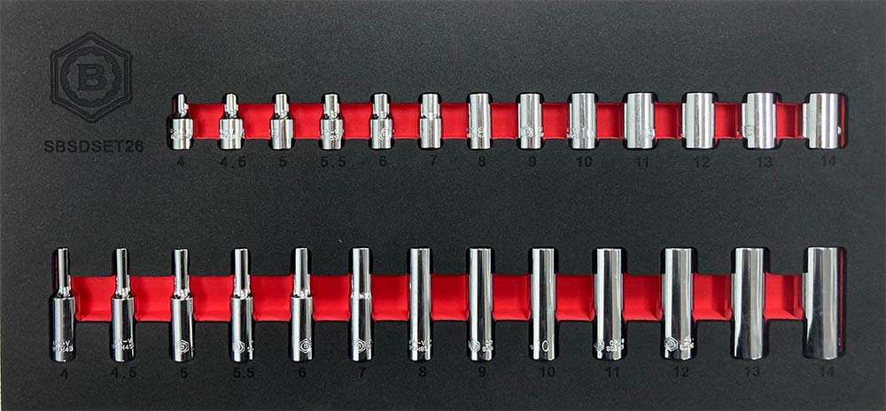 26PC 1/4'' Dive Standard & Deep 12-Point Socket Set - Britool Hallmark - image 4
