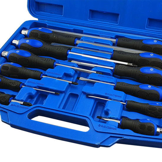 12 Piece Phillips & Slotted Screwdriver Set With Hammer Cap Britool Hallmark - image 3