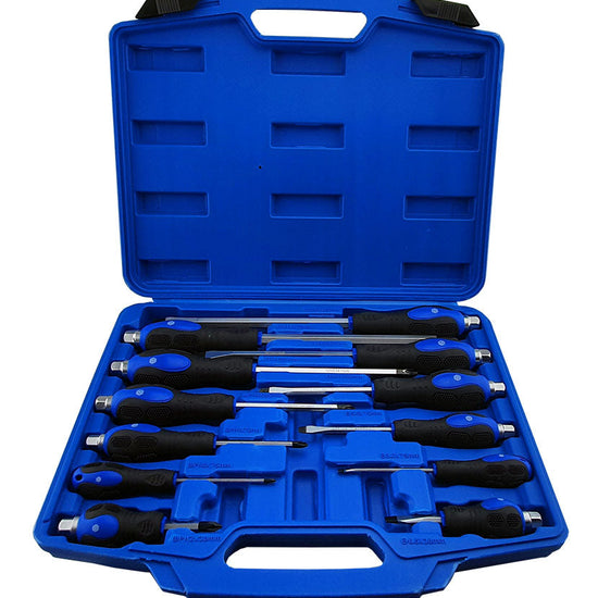 12 Piece Phillips & Slotted Screwdriver Set With Hammer Cap Britool Hallmark - image 2