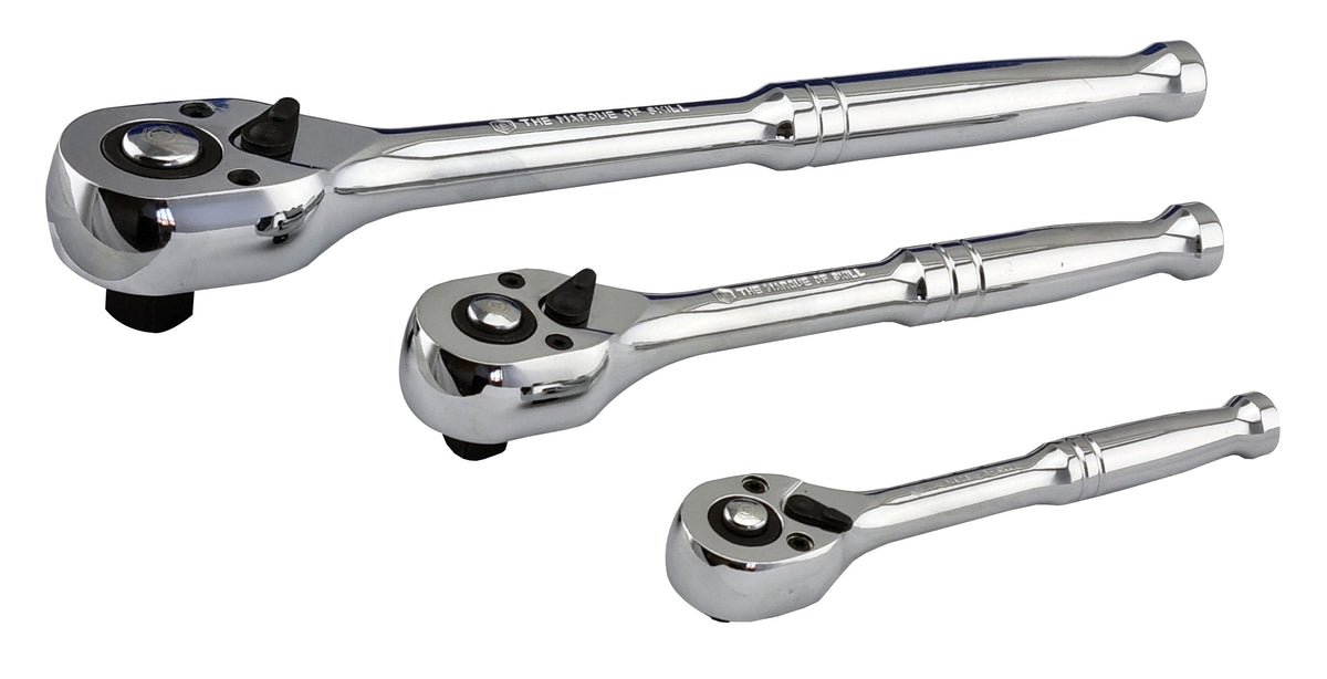 3-Piece 1/4", 3/8" & 1/2" Pear-Head Ratchet Wrench Set - Britool Hallmark - image 2