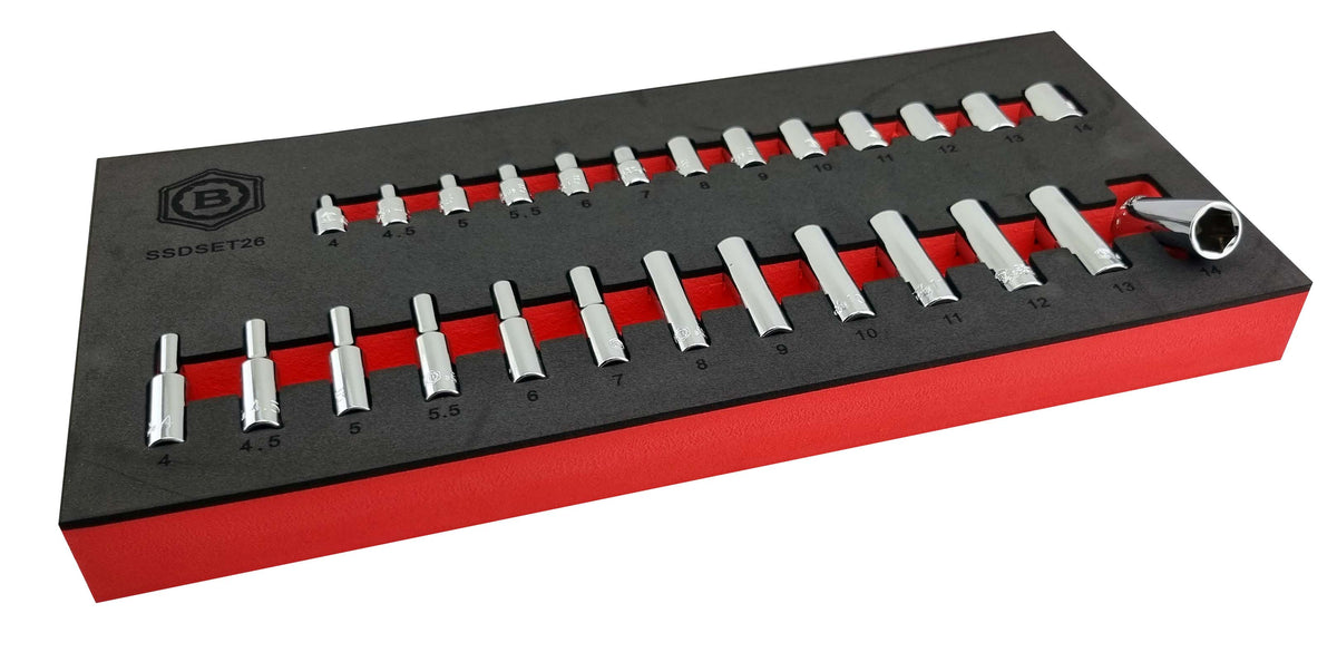 26Pc 1/4" Drive Standard & Deep Hexagon (6-Point) Socket Set - Britool Hallmark - image 5