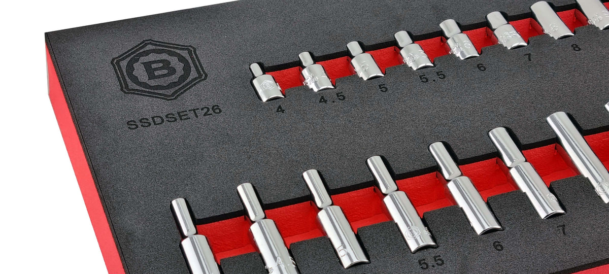 26Pc 1/4" Drive Standard & Deep Hexagon (6-Point) Socket Set - Britool Hallmark - image 4